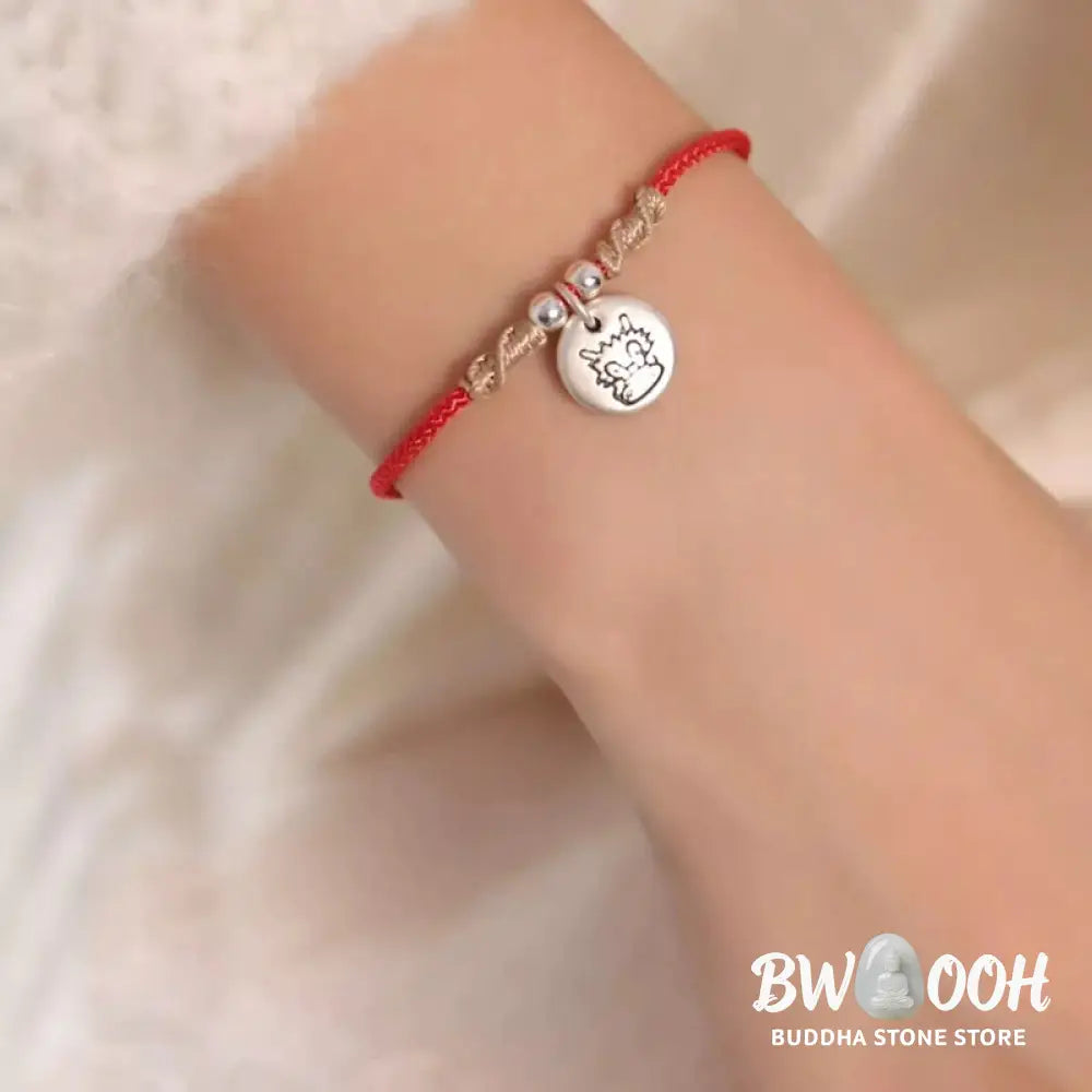 Buddha Stones Handmade 999 Sterling Silver Year of the Dragon Cute Chinese Zodiac Luck Braided Bracelet (Extra 35% Off