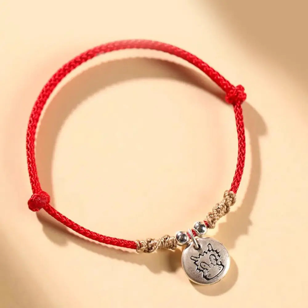 BWOOOH Handmade 999 Sterling Silver Year of the Dragon Cute Chinese Zodiac Luck Braided Bracelet (Extra 35% Off