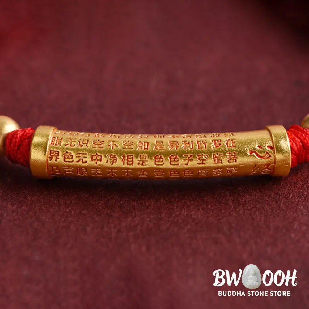 Buddha Stones Handmade Alloy Heart Sutra Protection Strength Rope Bracelet Anklet - BWOOOH - Bracelet