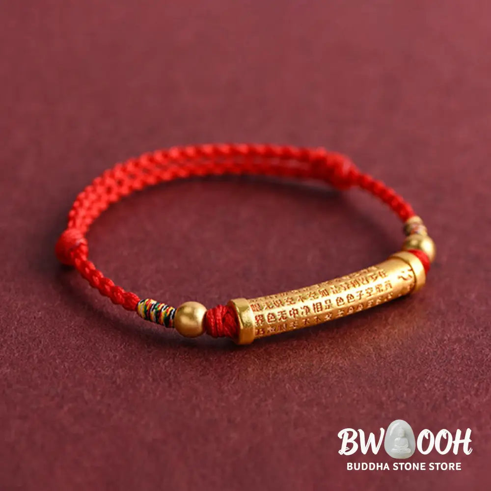 Buddha Stones Handmade Alloy Heart Sutra Protection Strength Rope Bracelet Anklet - BWOOOH - Bracelet