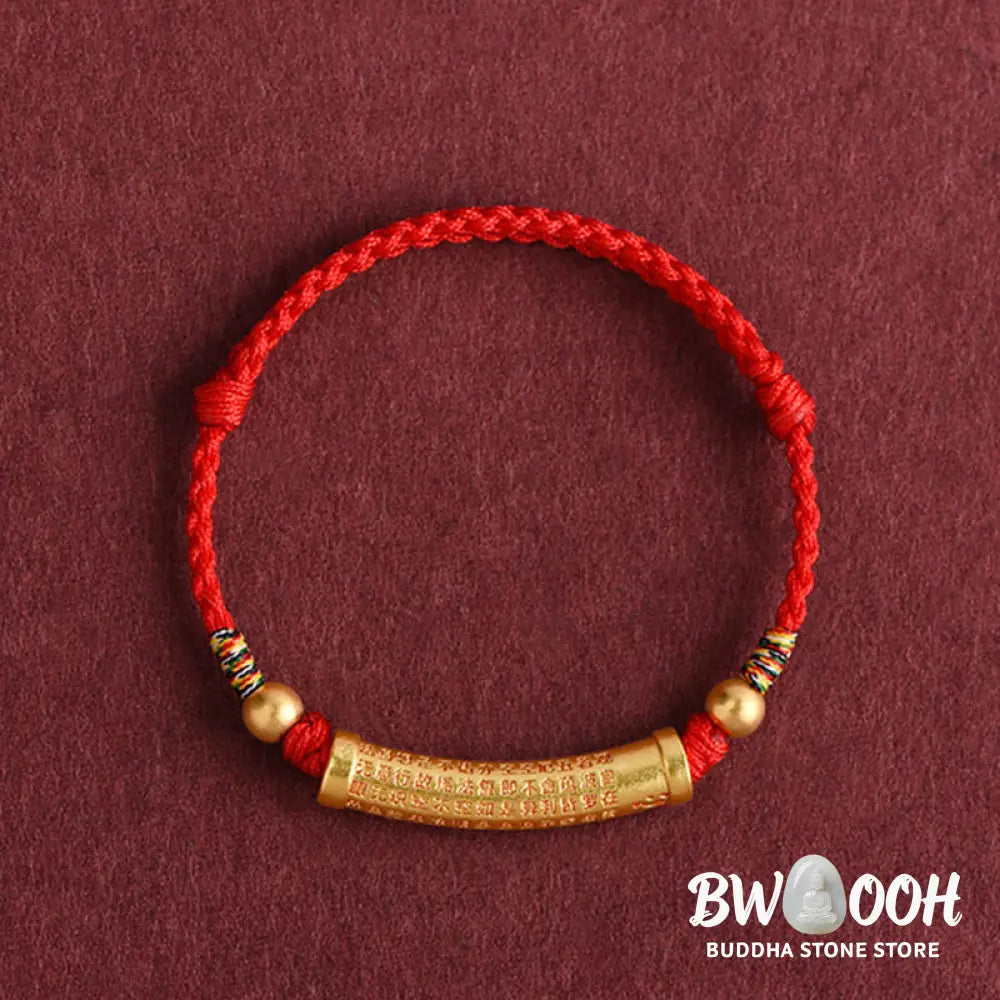Buddha Stones Handmade Alloy Heart Sutra Protection Strength Rope Bracelet Anklet - BWOOOH - Bracelet