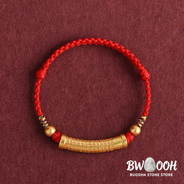 Buddha Stones Handmade Alloy Heart Sutra Protection Strength Rope Bracelet Anklet - BWOOOH - Bracelet