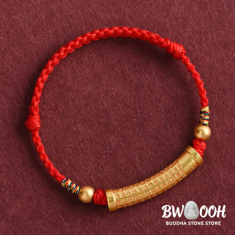 Buddha Stones Handmade Alloy Heart Sutra Protection Strength Rope Bracelet Anklet - BWOOOH - Bracelet