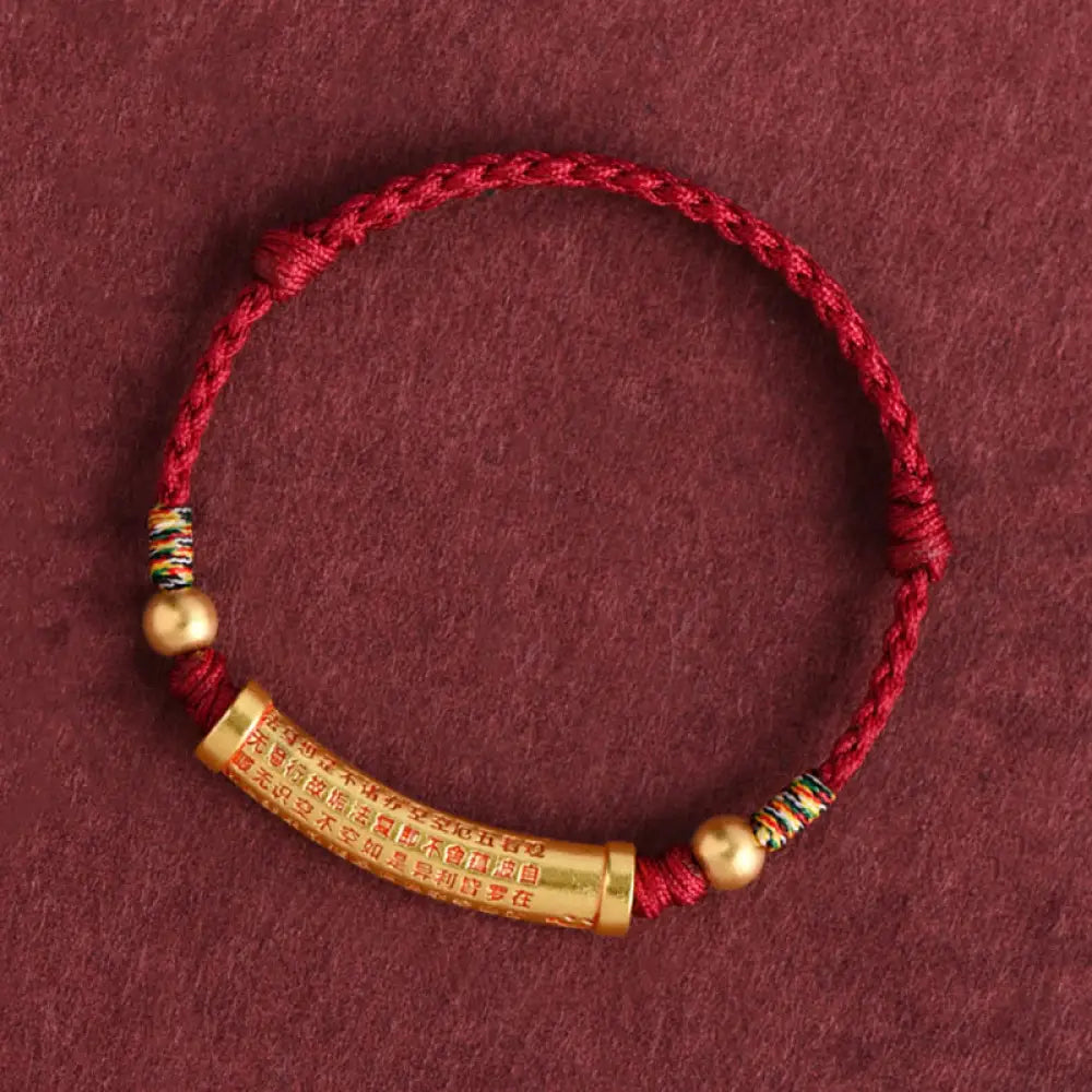 BWOOOH Handmade Alloy Heart Sutra Protection Strength Rope Bracelet Anklet - BWOOOH - Bracelet(Wrist