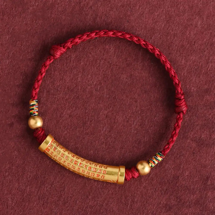 BWOOOH Handmade Alloy Heart Sutra Protection Strength Rope Bracelet Anklet - BWOOOH - Bracelet(Wrist