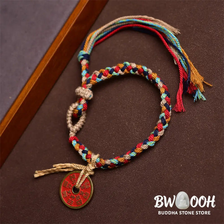 Buddha Stones Handmade Bagua Harmony Multicolored Rope Bracelet - BWOOOH - 14-18cm - Bracelet