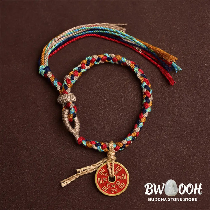 Buddha Stones Handmade Bagua Harmony Multicolored Rope Bracelet - BWOOOH - 14-18cm - Bracelet