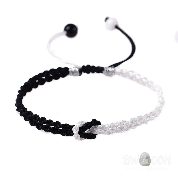 Buddha Stones Handmade Black White Rope Braided Healing Bracelet - BWOOOH - Bracelet