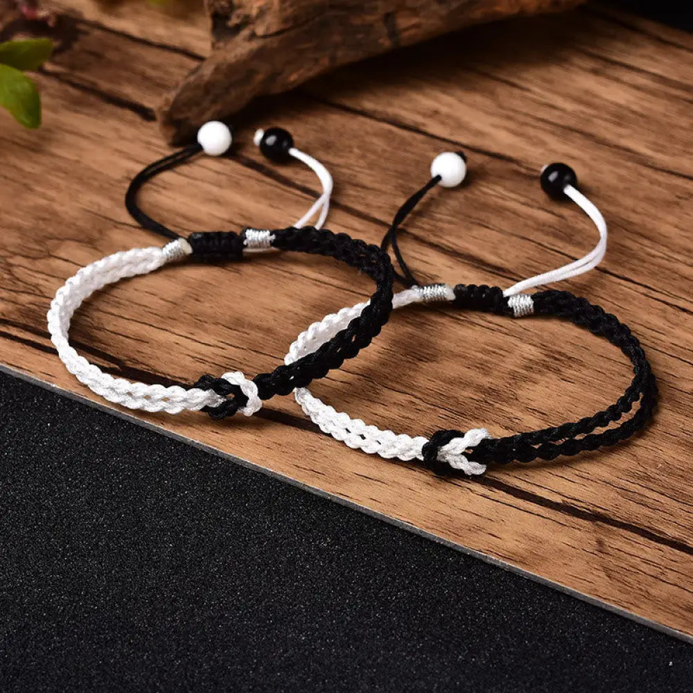 BWOOOH Handmade Black White Rope Braided Healing Bracelet - BWOOOH - Bracelet