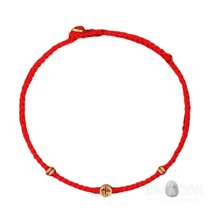 Buddha Stones Handmade Braided Red String 925 Sterling Silver Fu Character Luck Bracelet - BWOOOH - Bracelet
