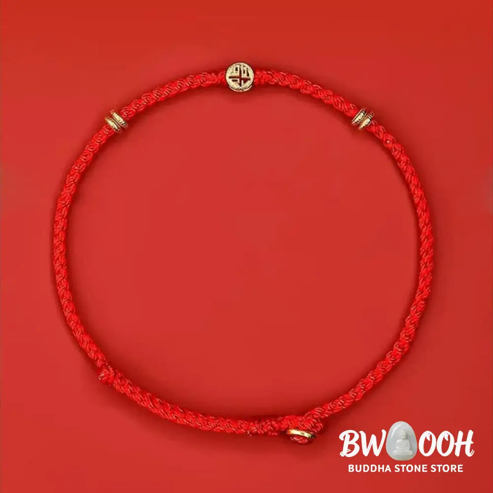 Buddha Stones Handmade Braided Red String 925 Sterling Silver Fu Character Luck Bracelet - BWOOOH - Bracelet