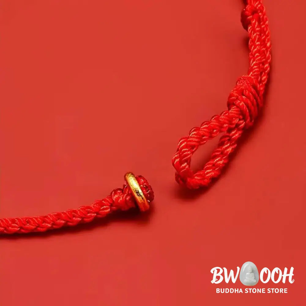 Buddha Stones Handmade Braided Red String 925 Sterling Silver Fu Character Luck Bracelet - BWOOOH - Bracelet