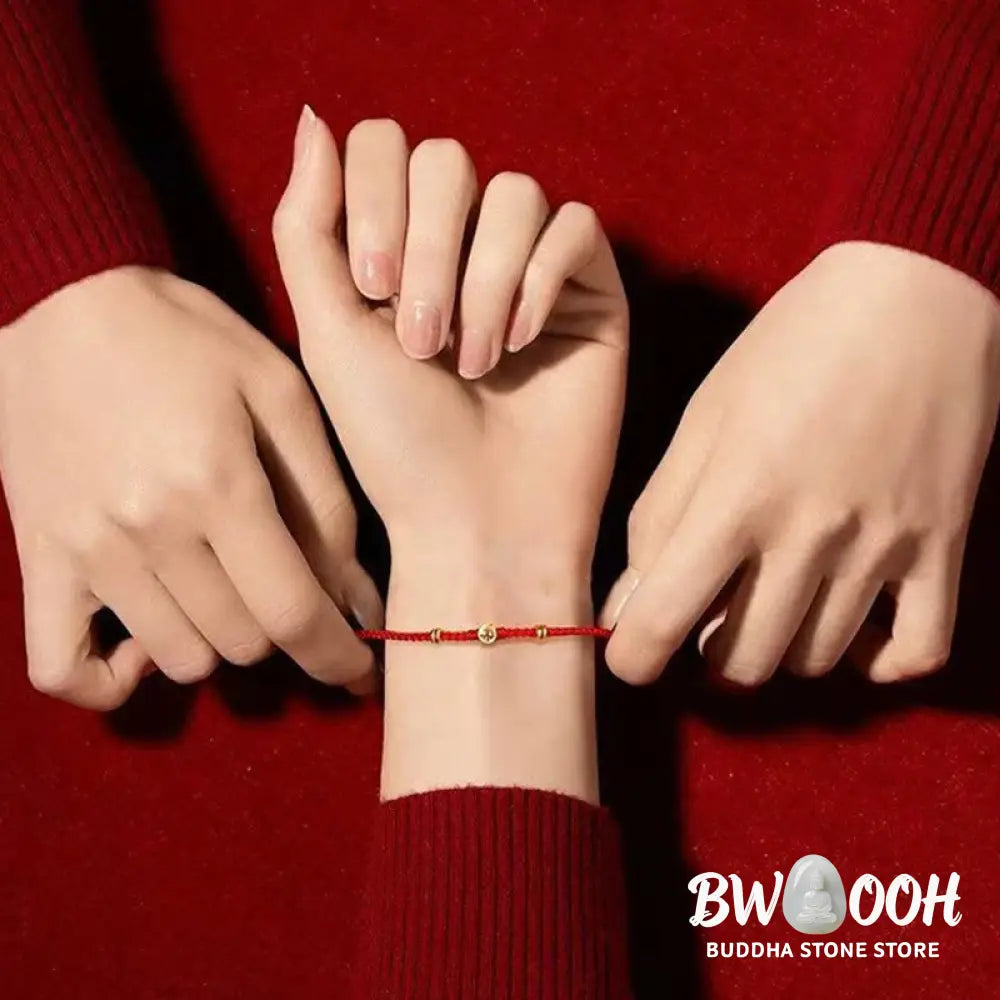 Buddha Stones Handmade Braided Red String 925 Sterling Silver Fu Character Luck Bracelet - BWOOOH - Bracelet
