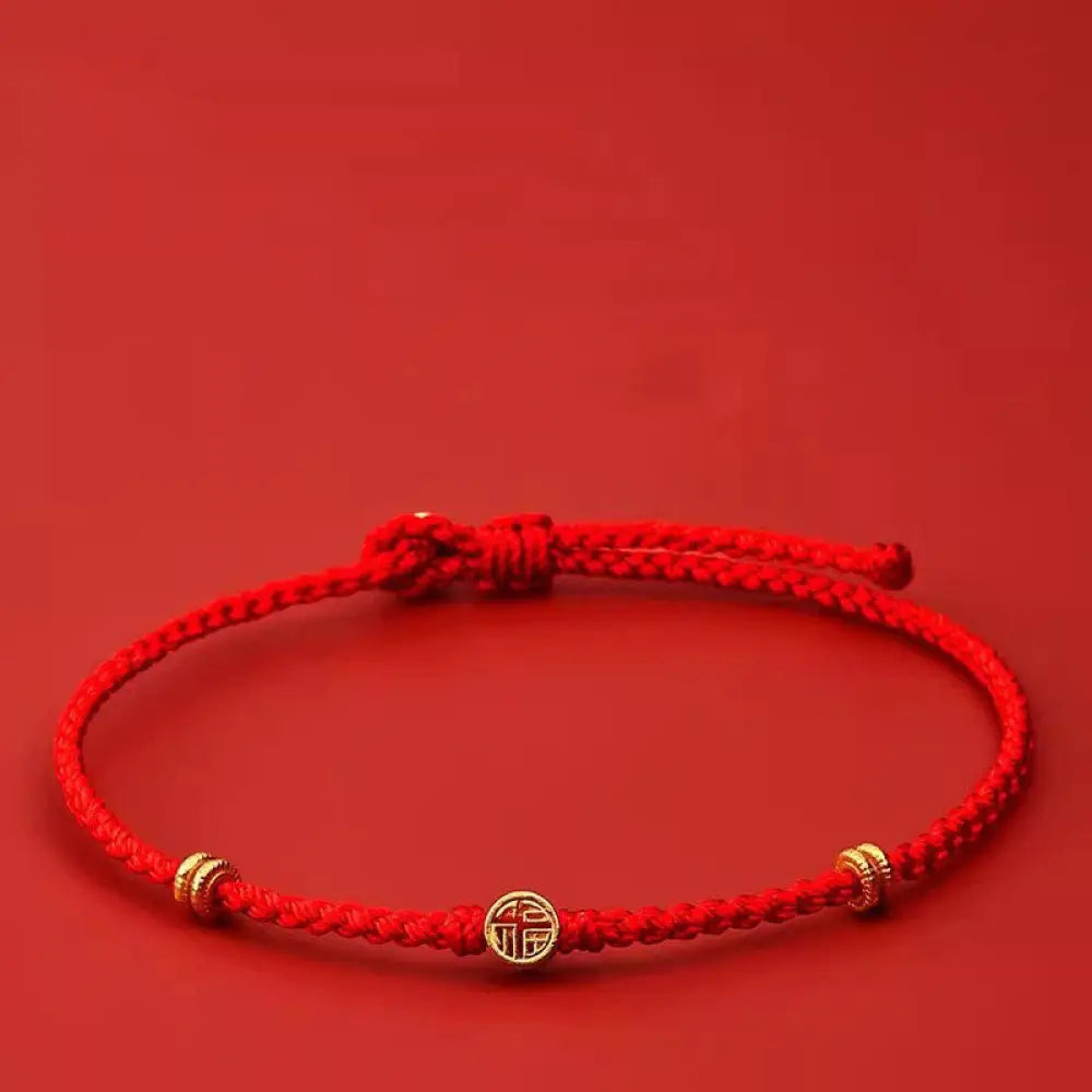 BWOOOH Handmade Braided Red String 925 Sterling Silver Fu Character Luck Bracelet - BWOOOH - Red String 925