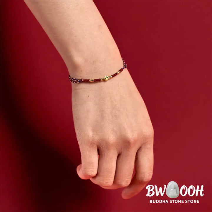 Buddha Stones Handmade Braided Red String Copper Coins Luck Bracelet - Bracelet