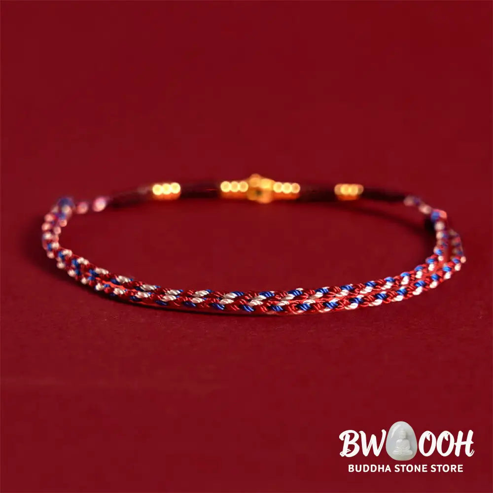 Buddha Stones Handmade Braided Red String Copper Coins Luck Bracelet - Bracelet