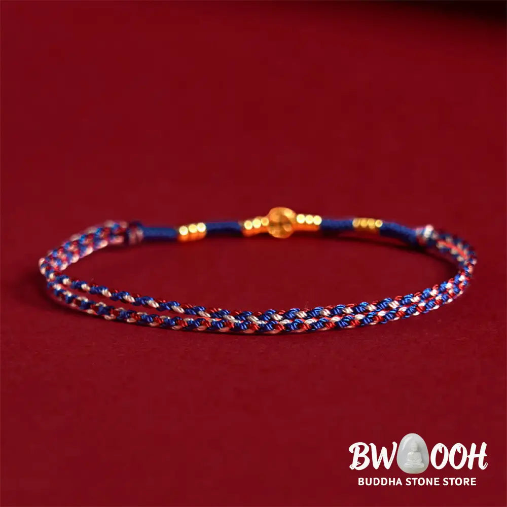 Buddha Stones Handmade Braided Red String Copper Coins Luck Bracelet - Bracelet