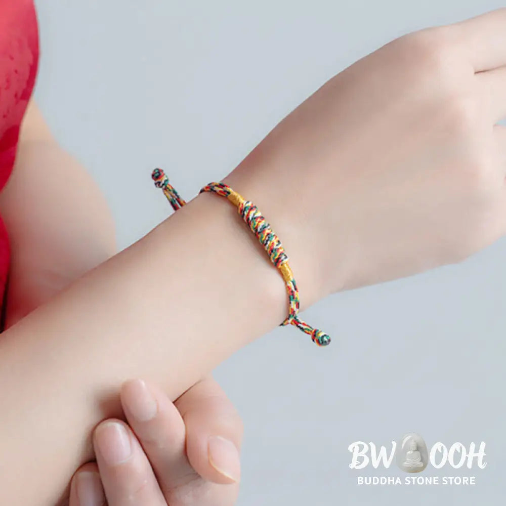 Buddha Stones Handmade Braided Red String Happy Knot Flat Knot Colorful Rope Bracelet - Bracelet