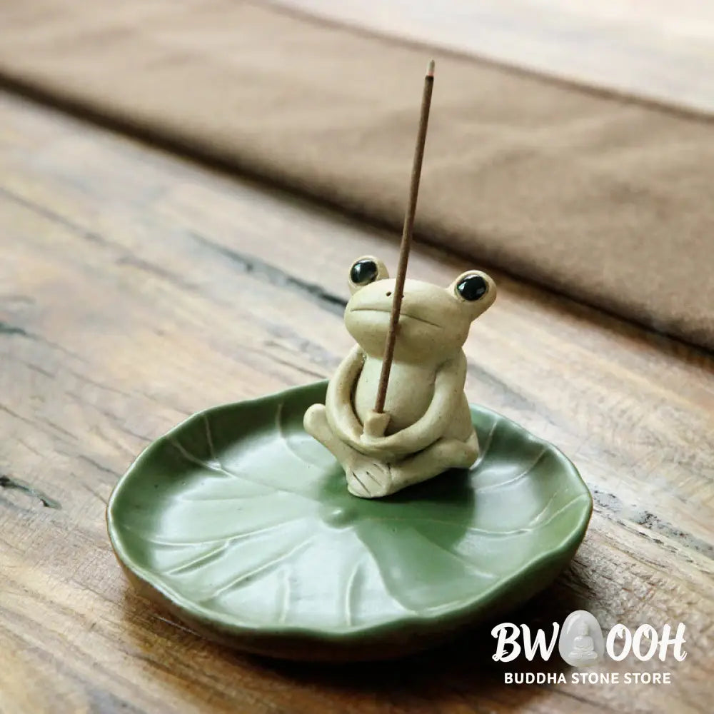 BWOOOH Handmade Ceramic Stick Frog Incense Burner Decoration - Frog Incense Burner - Incense Burner