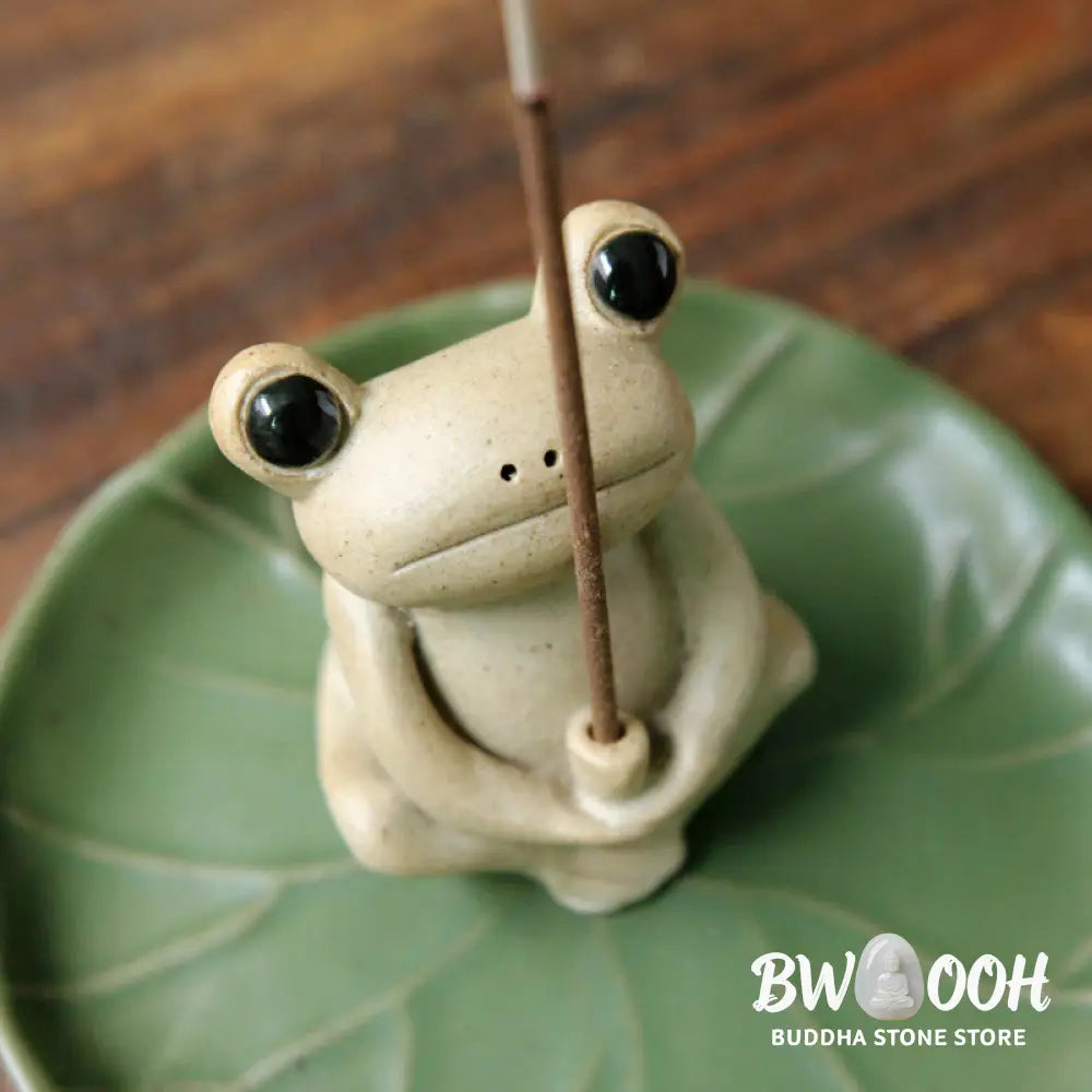 BWOOOH Handmade Ceramic Stick Frog Incense Burner Decoration - Frog Incense Burner - Incense Burner