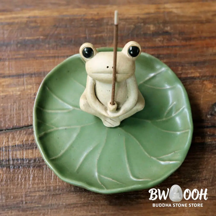 BWOOOH Handmade Ceramic Stick Frog Incense Burner Decoration - Frog Incense Burner - Incense Burner