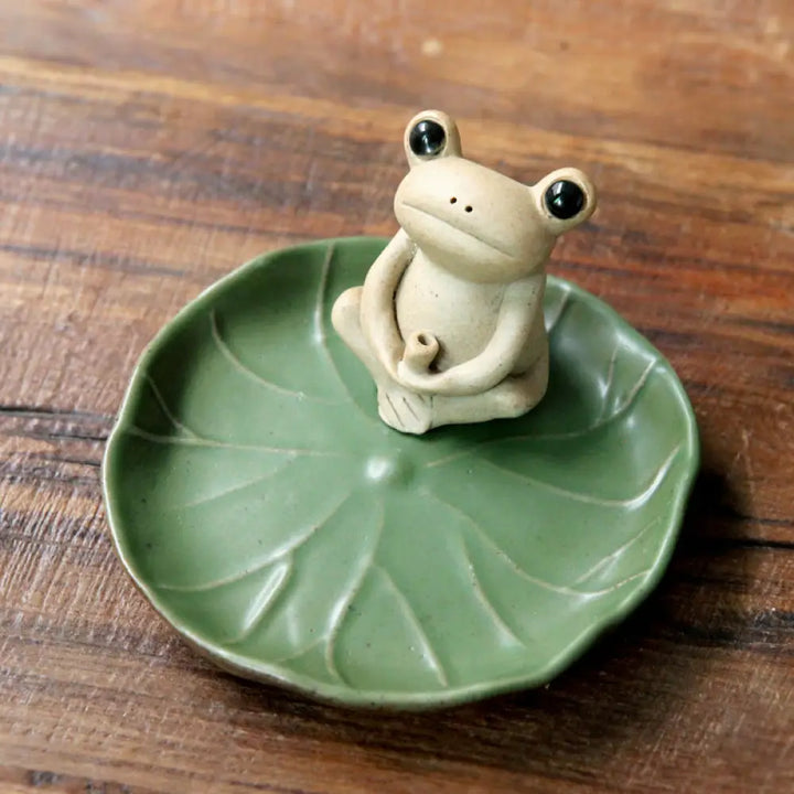 BWOOOH Handmade Ceramic Stick Frog Incense Burner Decoration - Frog Incense Burner - Incense Burner