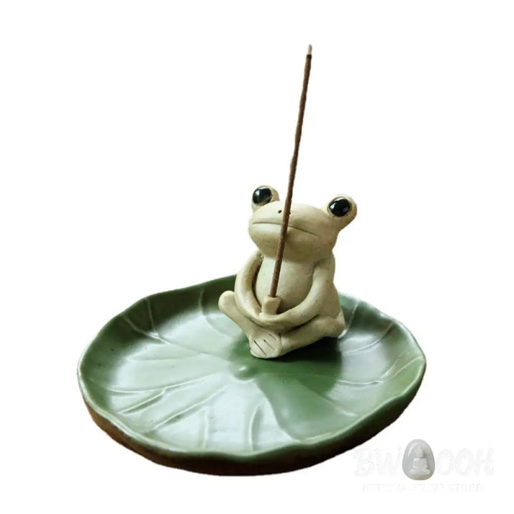 BWOOOH Handmade Ceramic Stick Frog Incense Burner Decoration - Frog Incense Burner - Incense Burner