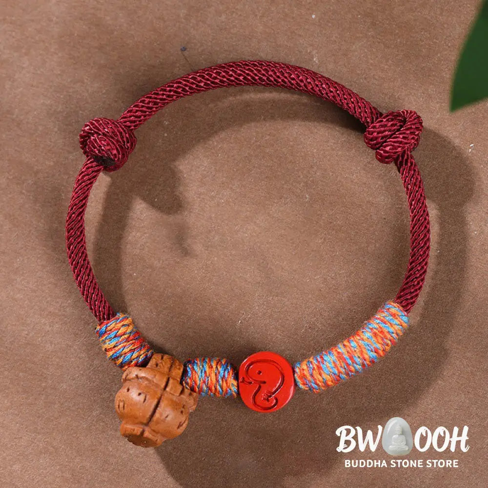 Buddha Stones Handmade Chinese Zodiac Red String Peach Pit Cinnabar Luck Bracelet - BWOOOH - Bracelet