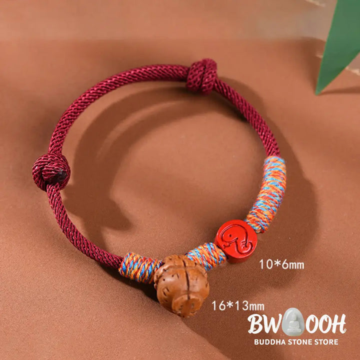 Buddha Stones Handmade Chinese Zodiac Red String Peach Pit Cinnabar Luck Bracelet - BWOOOH - Bracelet
