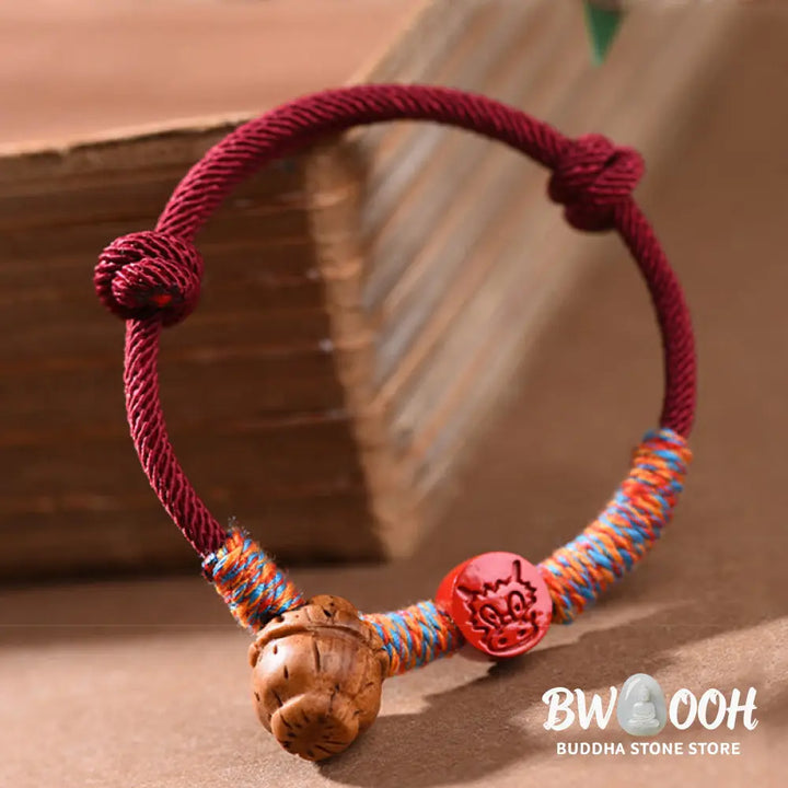 Buddha Stones Handmade Chinese Zodiac Red String Peach Pit Cinnabar Luck Bracelet - BWOOOH - Bracelet