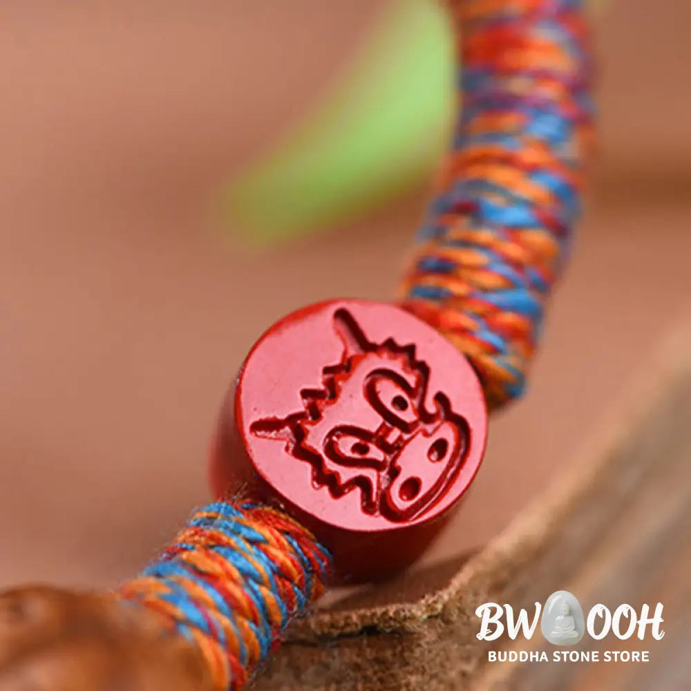 Buddha Stones Handmade Chinese Zodiac Red String Peach Pit Cinnabar Luck Bracelet - BWOOOH - Bracelet