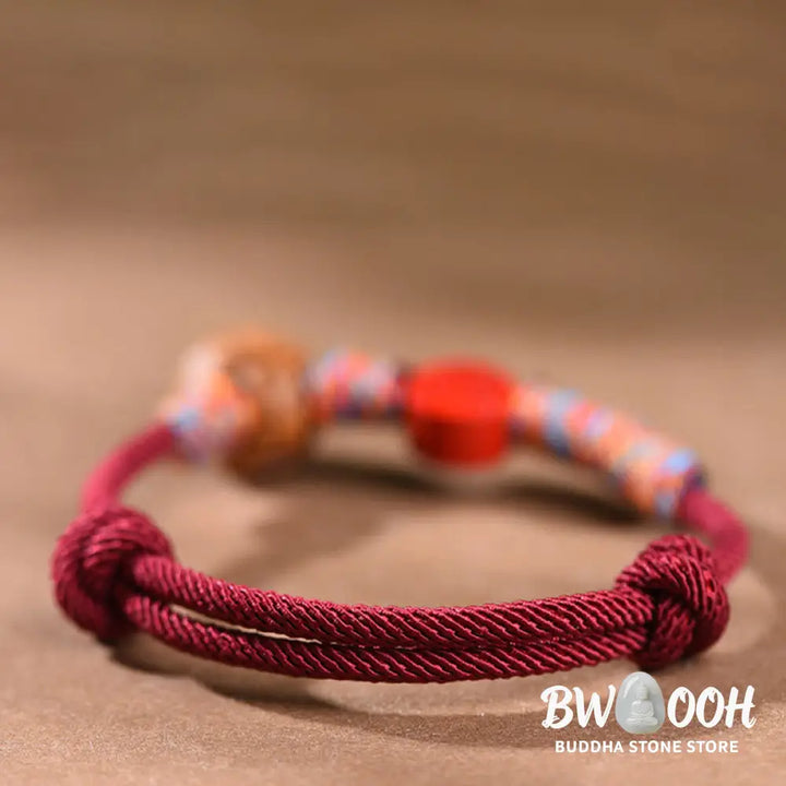 Buddha Stones Handmade Chinese Zodiac Red String Peach Pit Cinnabar Luck Bracelet - BWOOOH - Bracelet