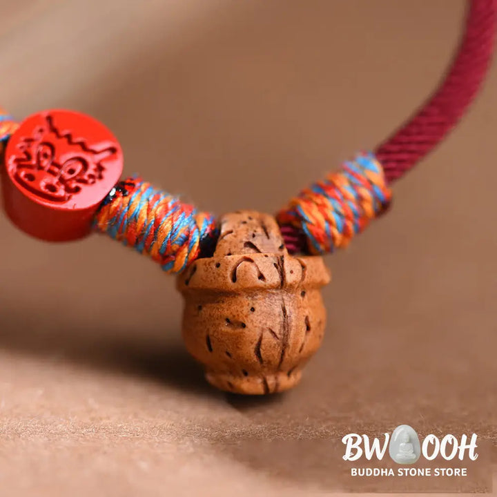 Buddha Stones Handmade Chinese Zodiac Red String Peach Pit Cinnabar Luck Bracelet - BWOOOH - Bracelet