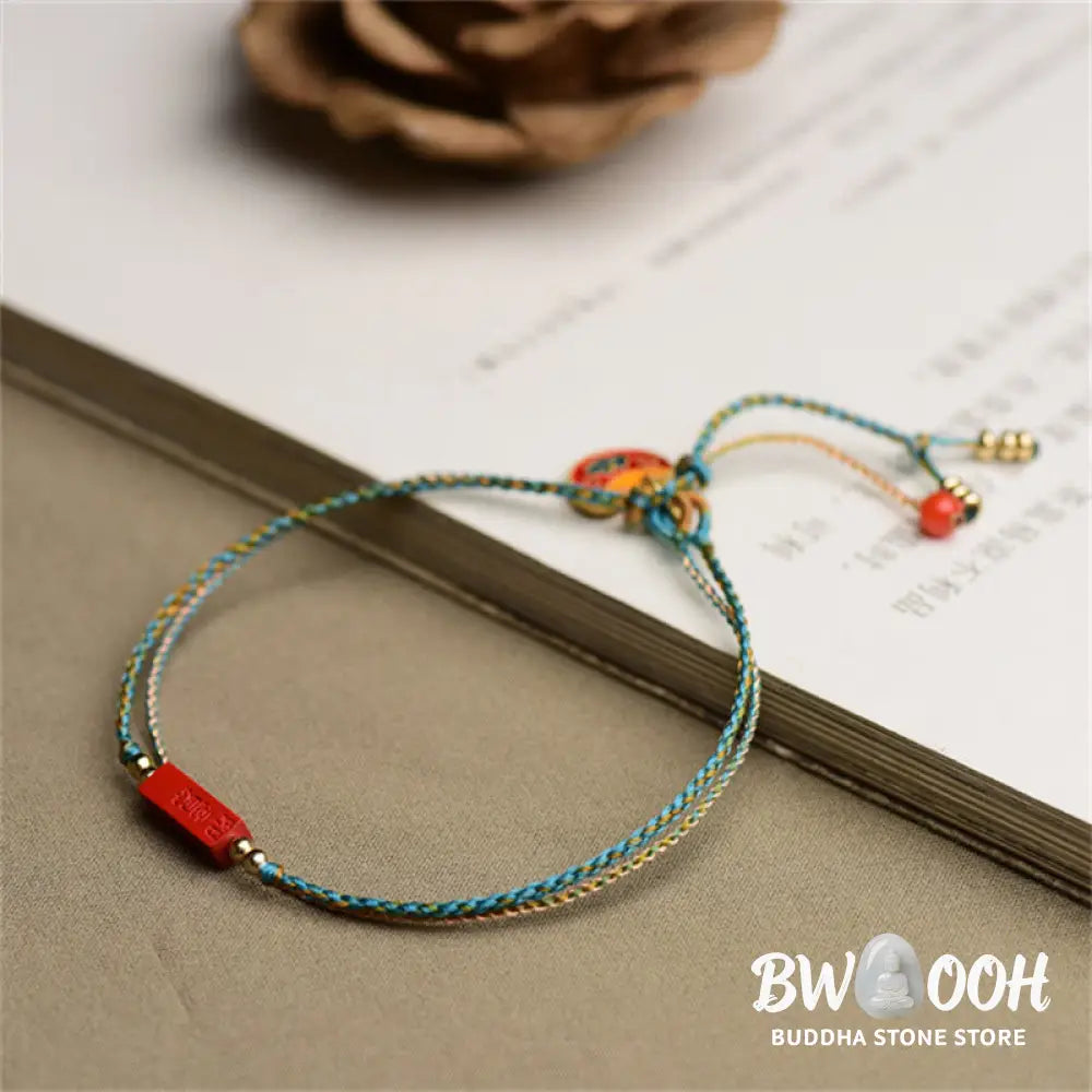 Buddha Stones Handmade Cinnabar As One Wishes Blessing Braid Double Layer Bracelet - BWOOOH - 14-16cm - Bracelet
