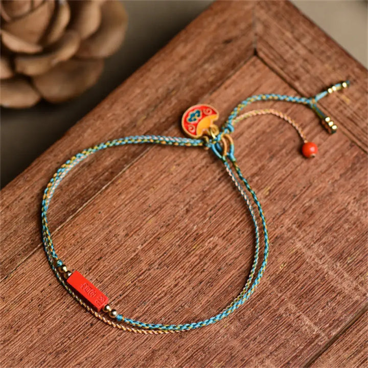 BWOOOH Handmade Cinnabar As One Wishes Blessing Braid Double Layer Bracelet - BWOOOH - 14-16cm - Bracelet