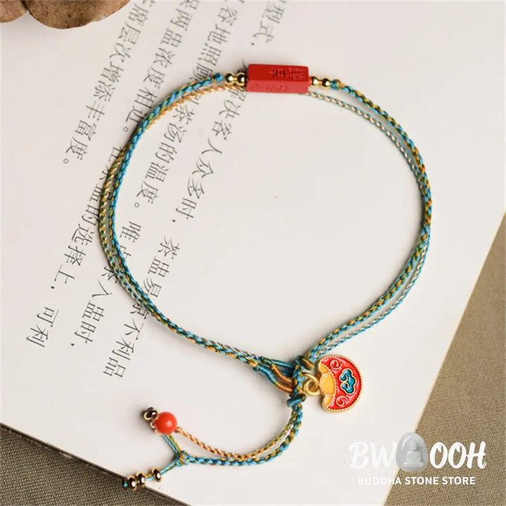 Buddha Stones Handmade Cinnabar As One Wishes Blessing Braid Double Layer Bracelet - BWOOOH - 14-16cm - Bracelet