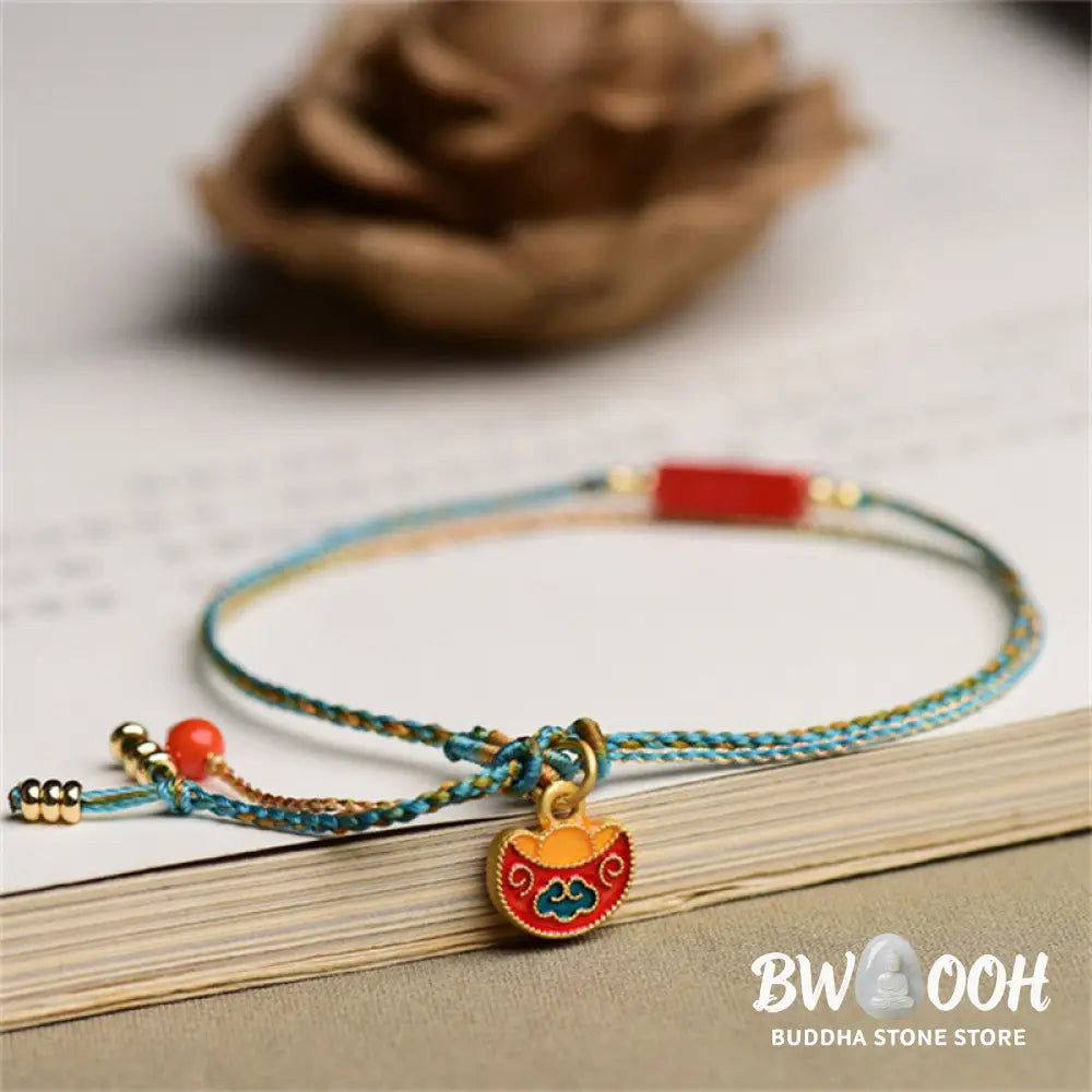 Buddha Stones Handmade Cinnabar As One Wishes Blessing Braid Double Layer Bracelet - BWOOOH - 14-16cm - Bracelet