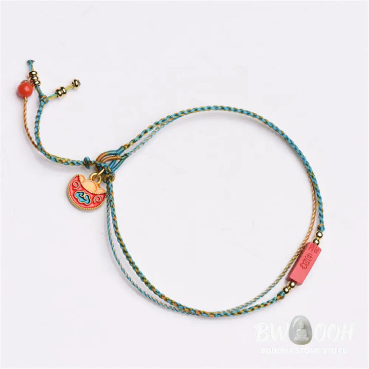 Buddha Stones Handmade Cinnabar As One Wishes Blessing Braid Double Layer Bracelet - BWOOOH - 14-16cm - Bracelet