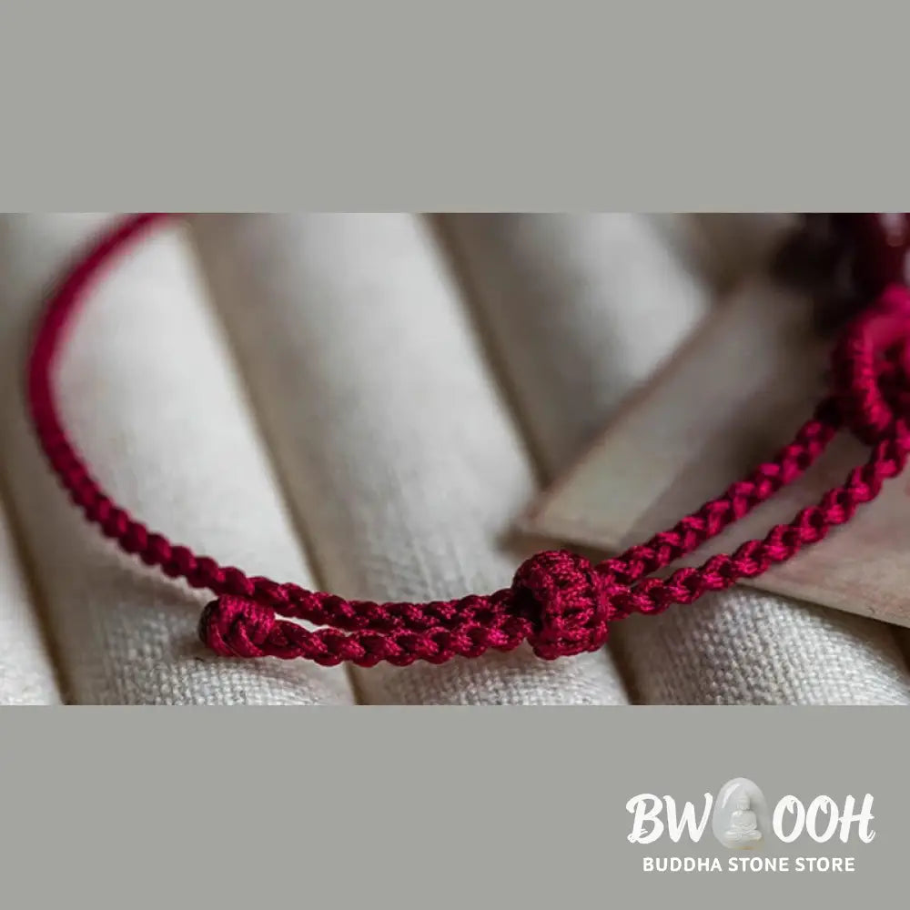 Buddha Stones Handmade Cinnabar Beads Calm Blessing Braided Rope Bracelet - Bracelet