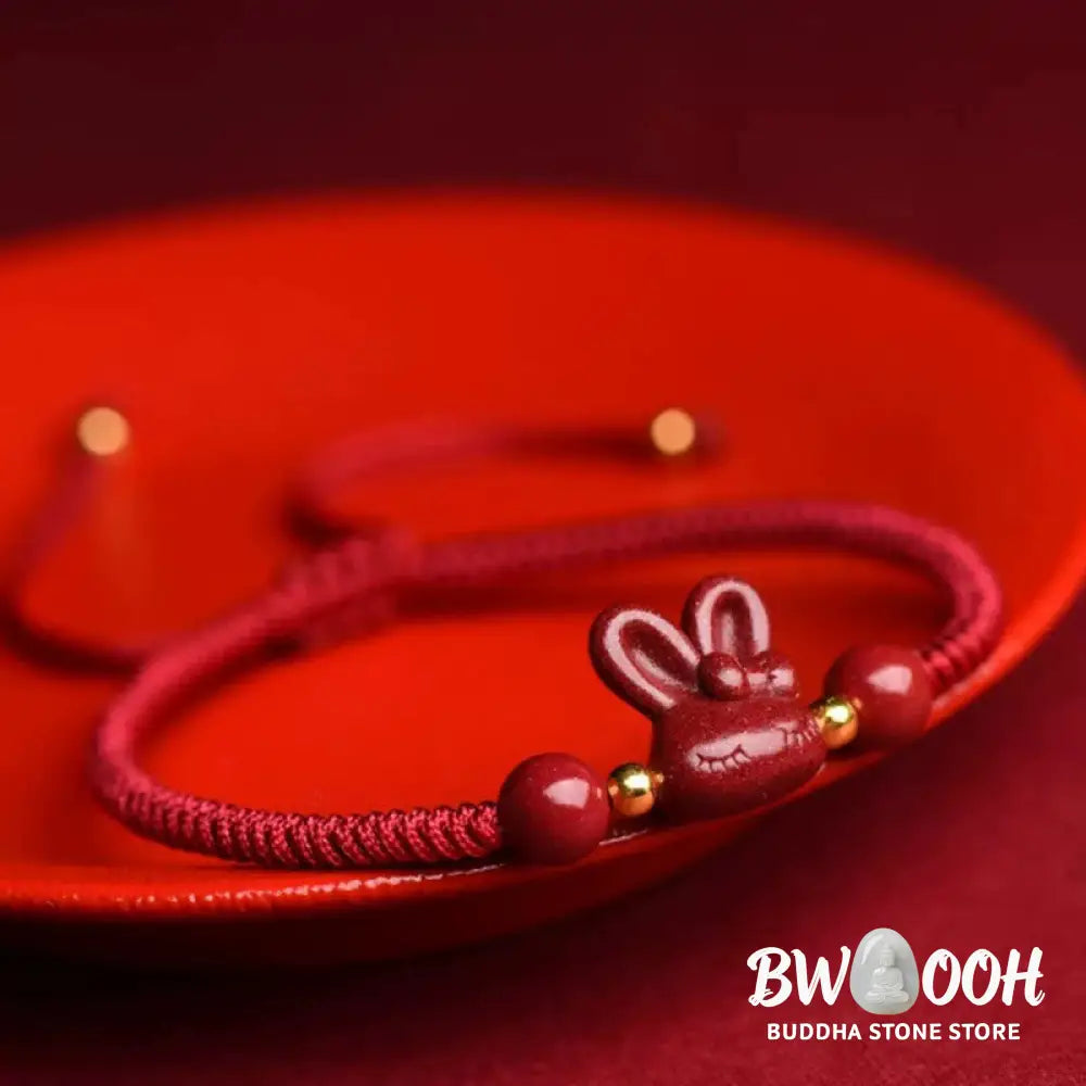 Buddha Stones Handmade Cinnabar Chinese Zodiac Rabbit Luck Red Rope Bracelet - BWOOOH - Bracelet