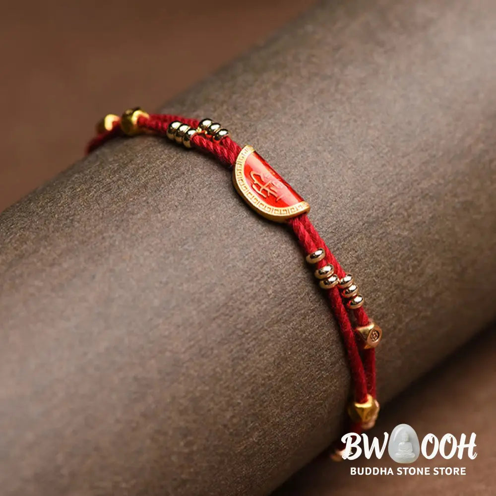 Buddha Stones Handmade Cinnabar Dumplings Design Luck Braided Red Rope Bracelet - BWOOOH - 15-20cm - Bracelet