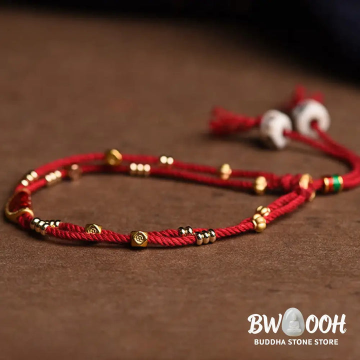 Buddha Stones Handmade Cinnabar Dumplings Design Luck Braided Red Rope Bracelet - BWOOOH - 15-20cm - Bracelet