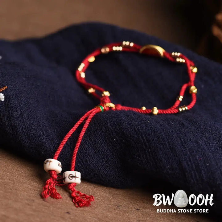 Buddha Stones Handmade Cinnabar Dumplings Design Luck Braided Red Rope Bracelet - BWOOOH - 15-20cm - Bracelet