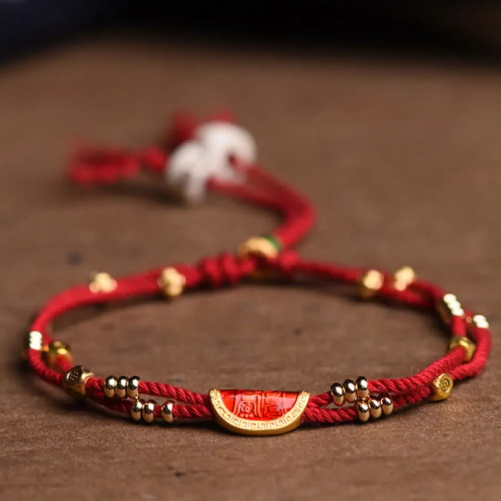 BWOOOH Handmade Cinnabar Dumplings Design Luck Braided Red Rope Bracelet - BWOOOH - 15-20cm - Bracelet