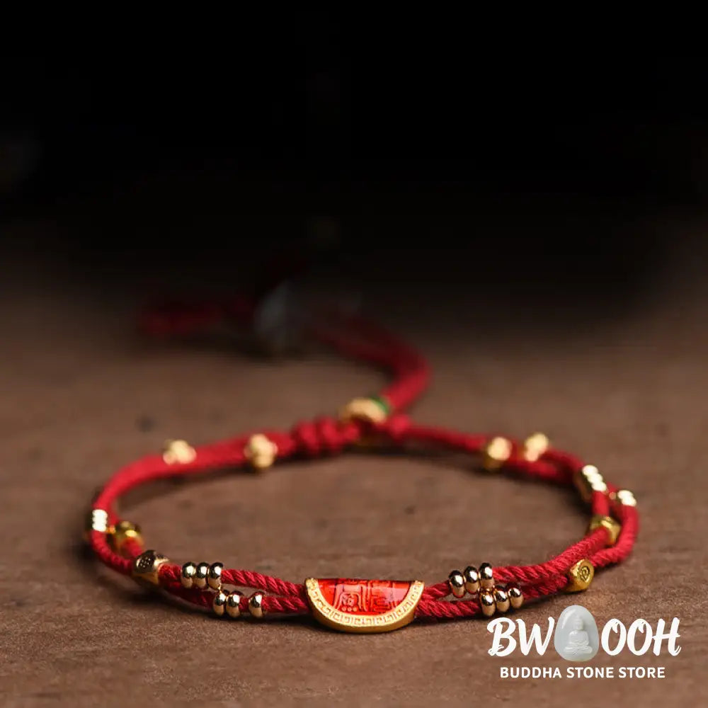 Buddha Stones Handmade Cinnabar Dumplings Design Luck Braided Red Rope Bracelet - BWOOOH - 15-20cm - Bracelet