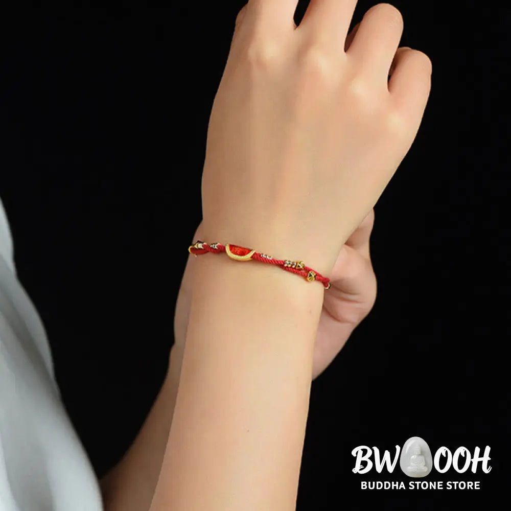 Buddha Stones Handmade Cinnabar Dumplings Design Luck Braided Red Rope Bracelet - BWOOOH - 15-20cm - Bracelet