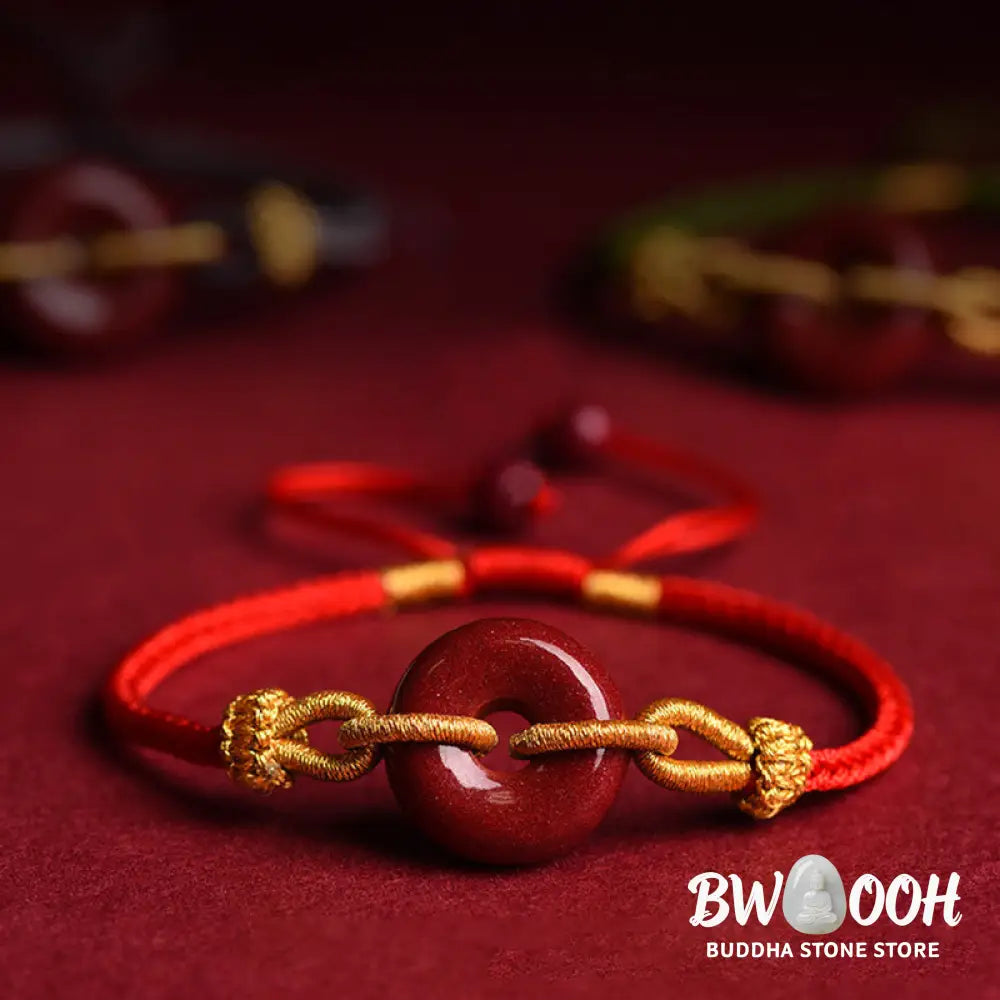 Buddha Stones Handmade Cinnabar Peace Buckle Blessing Braided Rope Bracelet - BWOOOH - Bracelet
