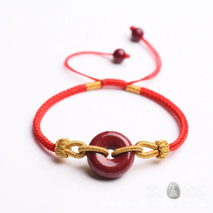 Buddha Stones Handmade Cinnabar Peace Buckle Blessing Braided Rope Bracelet - BWOOOH - Bracelet