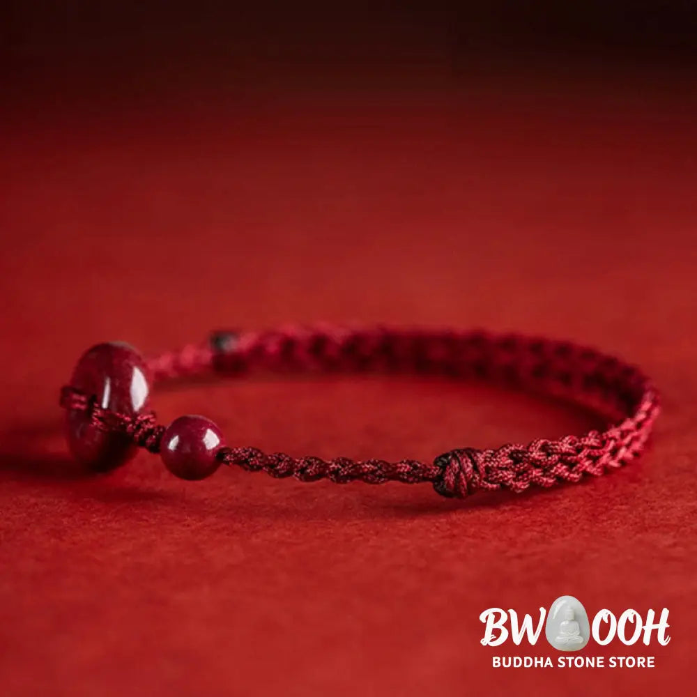 Buddha Stones Handmade Cinnabar Peace Buckle Safe and Healthy Charm Blessing String Bracelet Anklet - BWOOOH - Bracelet