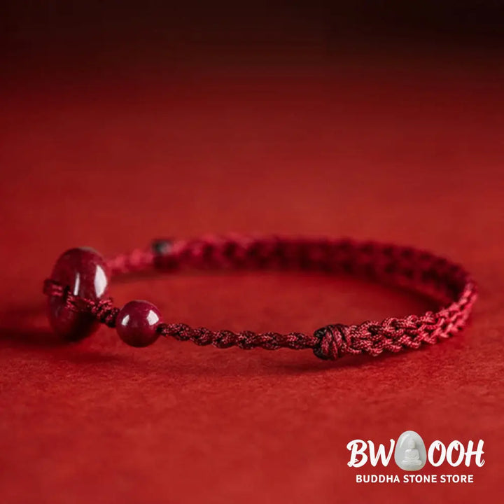 Buddha Stones Handmade Cinnabar Peace Buckle Safe and Healthy Charm Blessing String Bracelet Anklet - BWOOOH - Bracelet